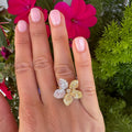 White & Yellow Diamond Flower Ring