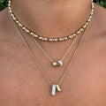 Gold & Diamond Round Charm Necklace