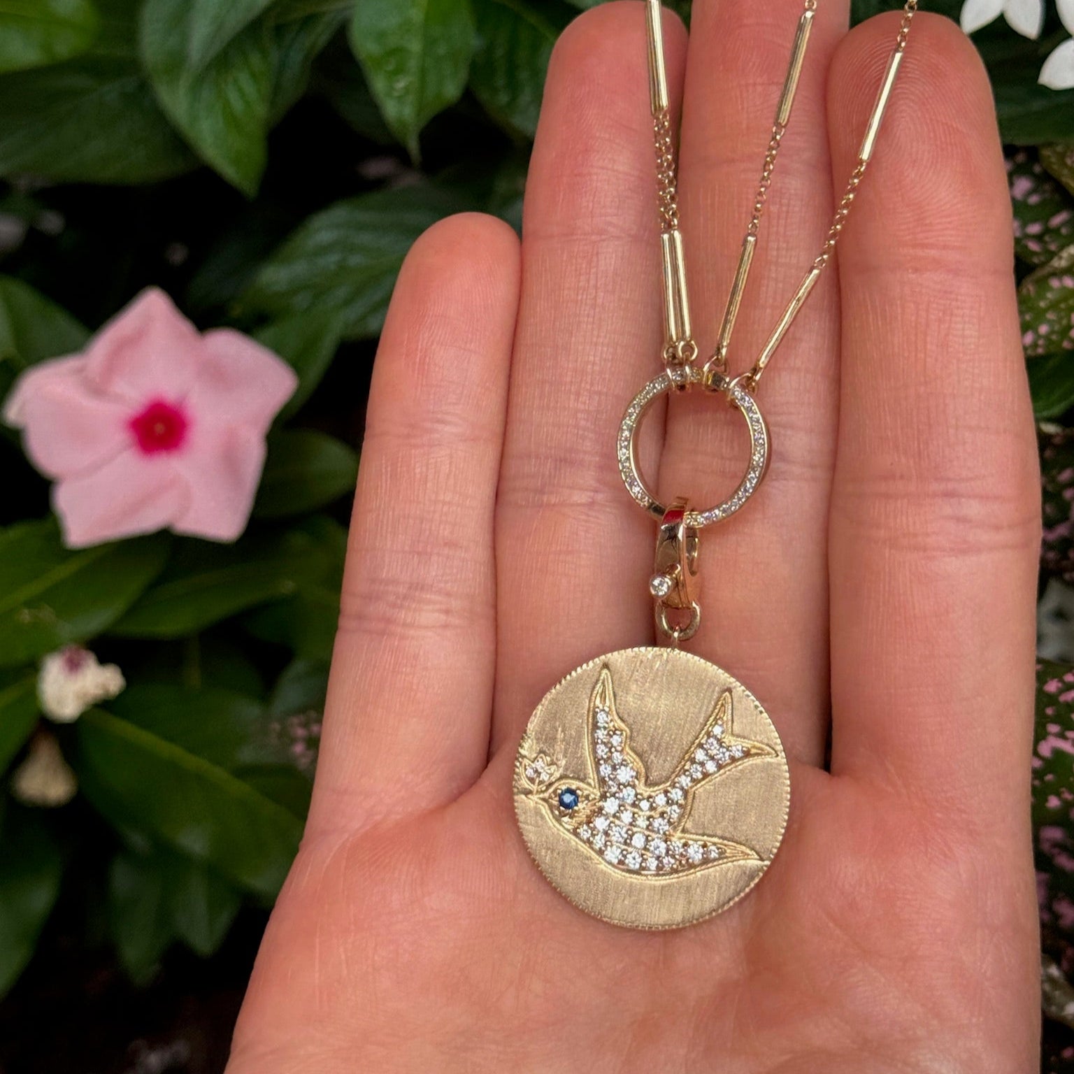 Diamond Bird Medallion Charm