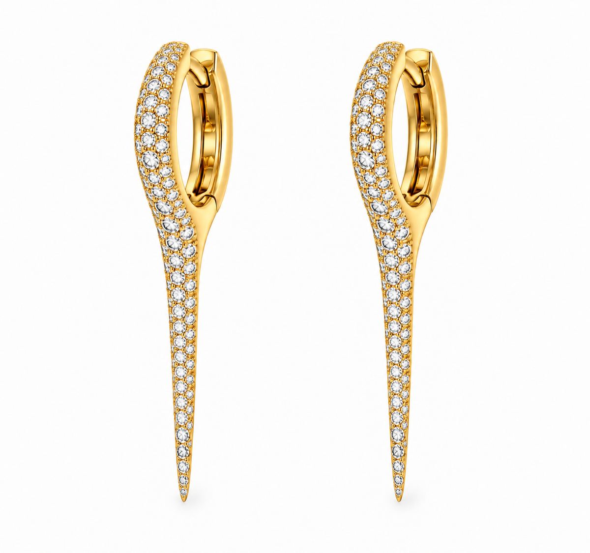 Yellow Gold Pave Thorn Drop Earrings