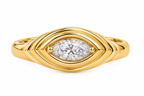 Yellow Gold Delicate Marquise Pinky Lab Grown Ring