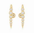 Graduated Bezel Crawler Earrings in 14K gold