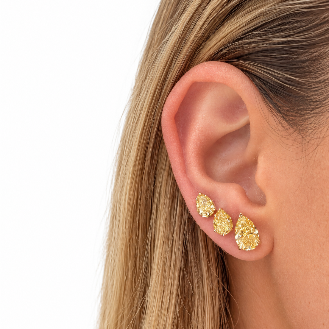Georgian Set Yellow Lab Pear Studs, view 2
