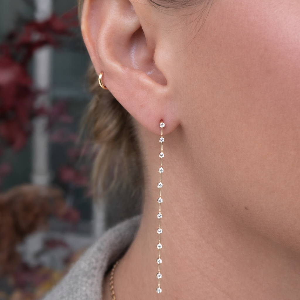 Diamond Station Drop Earring