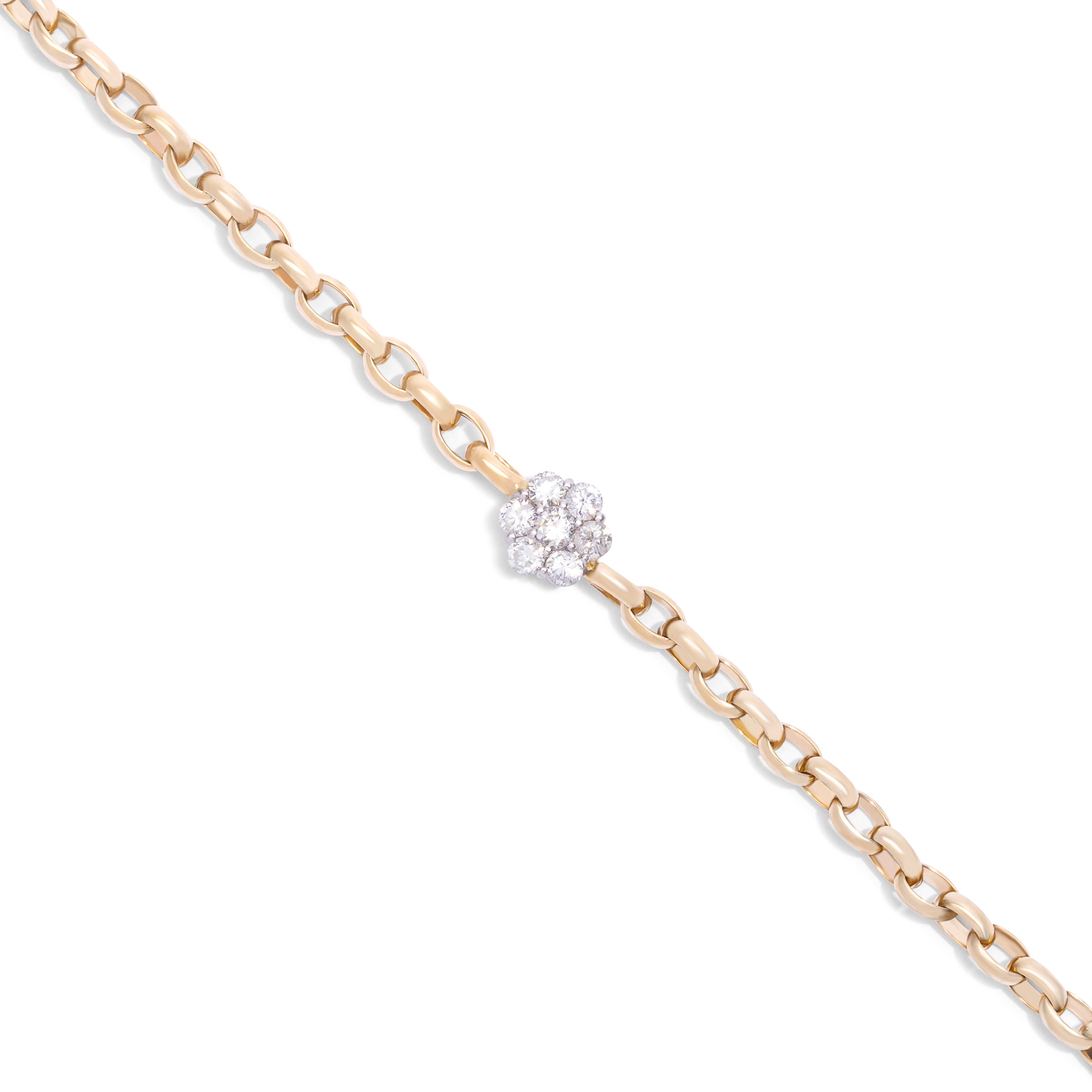 Diamond Flower on Gold Chain Bracelet