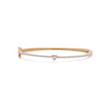 Diamond Bangle with Round Heart Stone White Gold Bracelet