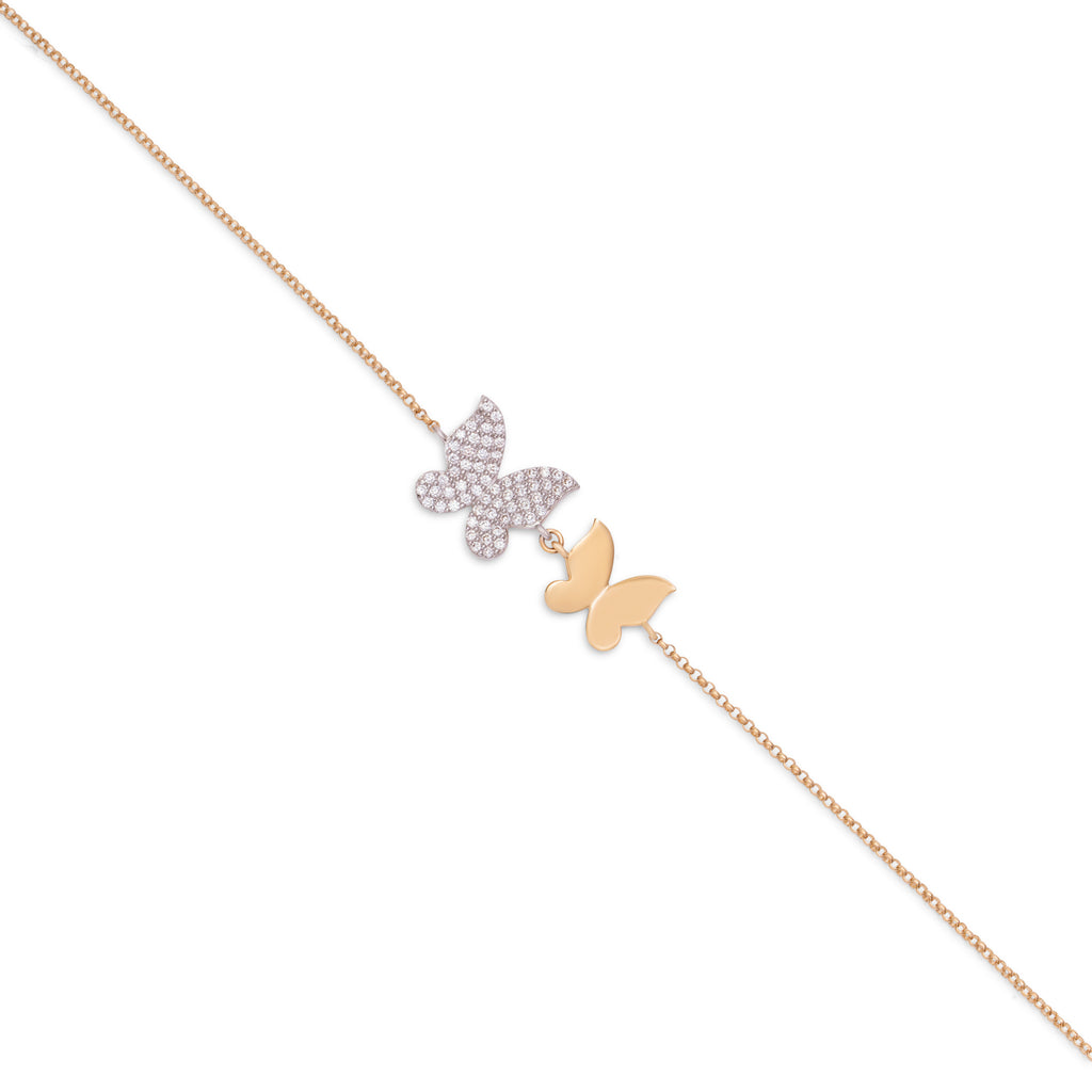 Diamond and Yellow Gold Double Butterfly Bracelet
