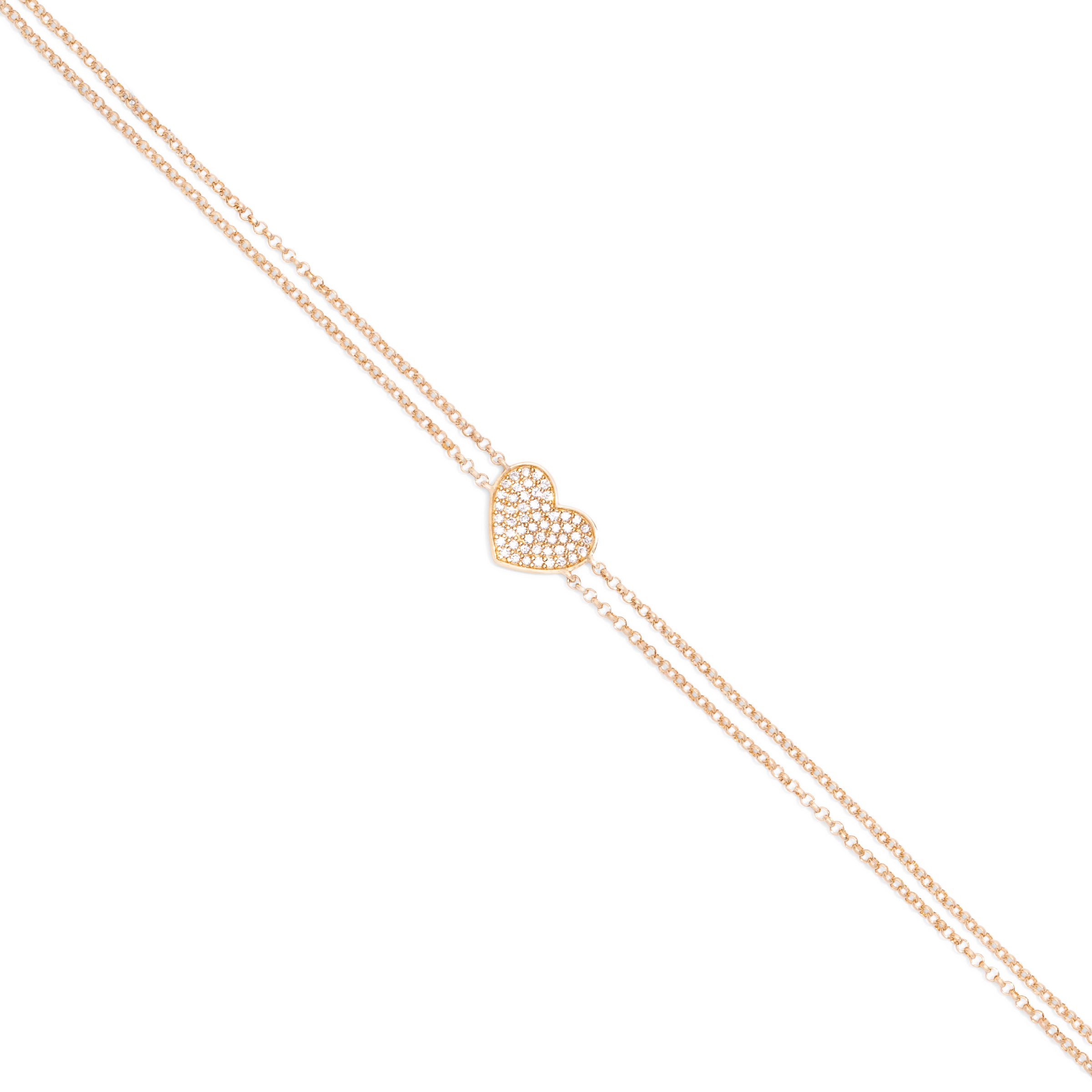 Double Chain Pave Heart Bracelet