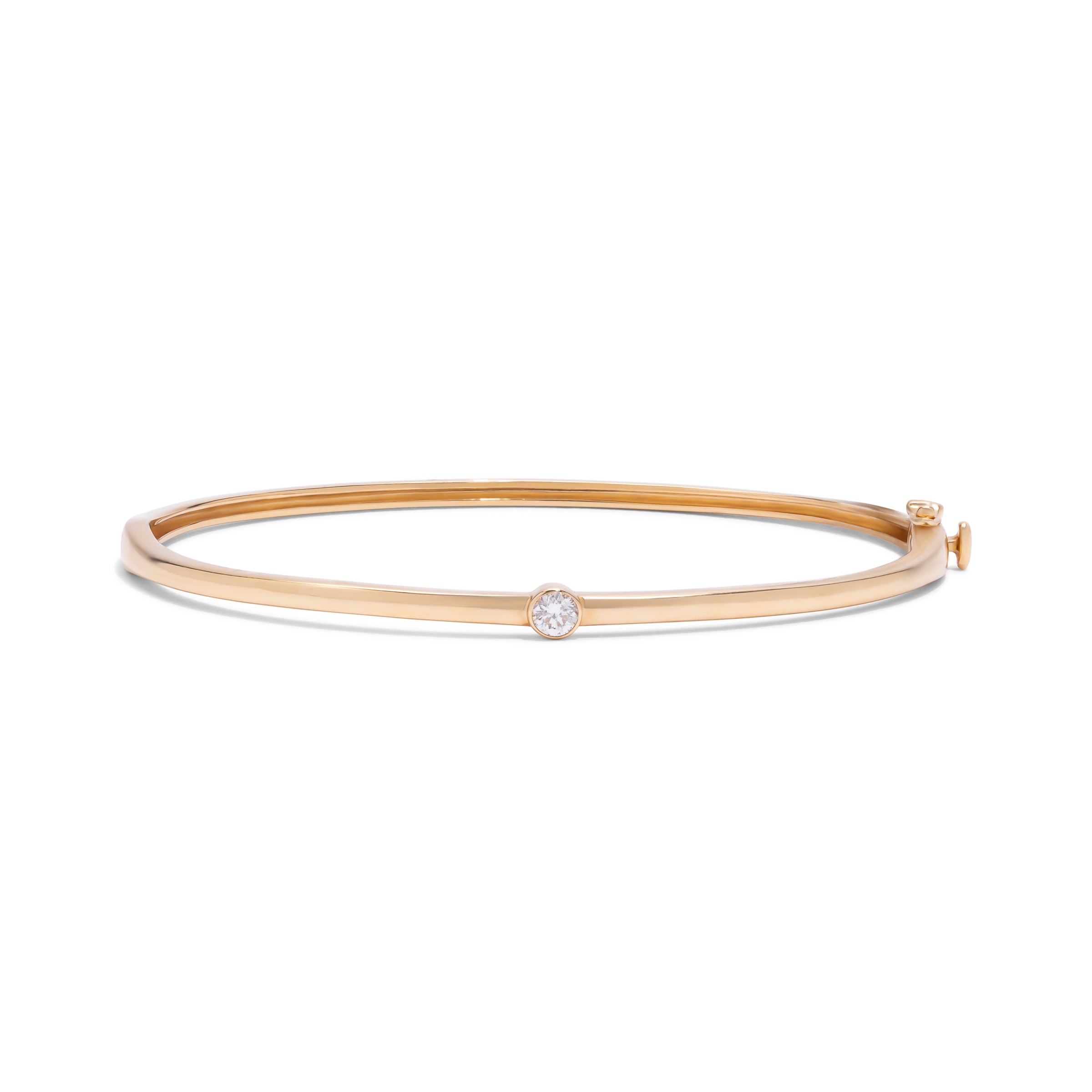 Gold Bangle with Single Stone Bracelet