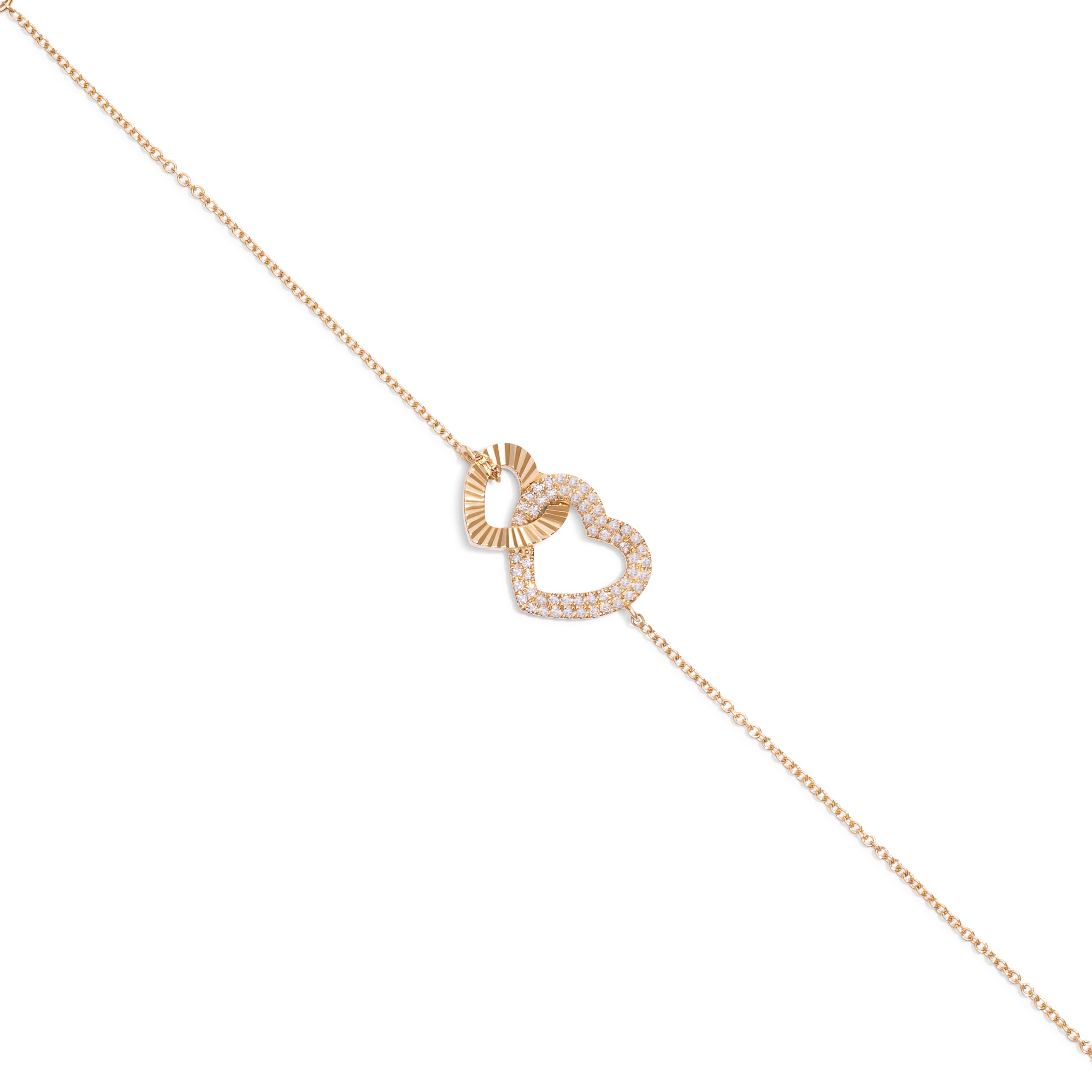 Large Pave open heart Bracelet with attachment Yellow Gold