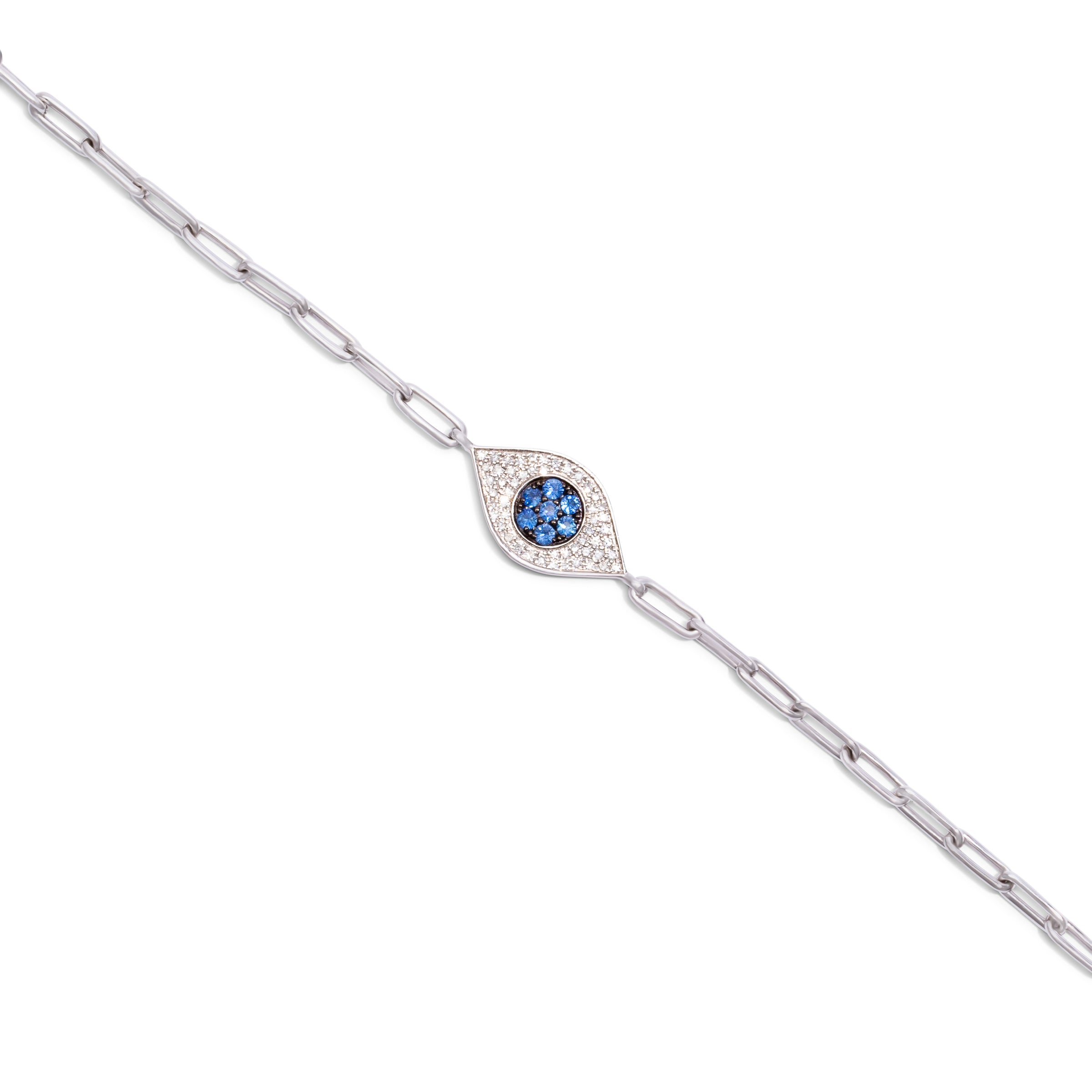 Paperclip Evil Eye in White Gold