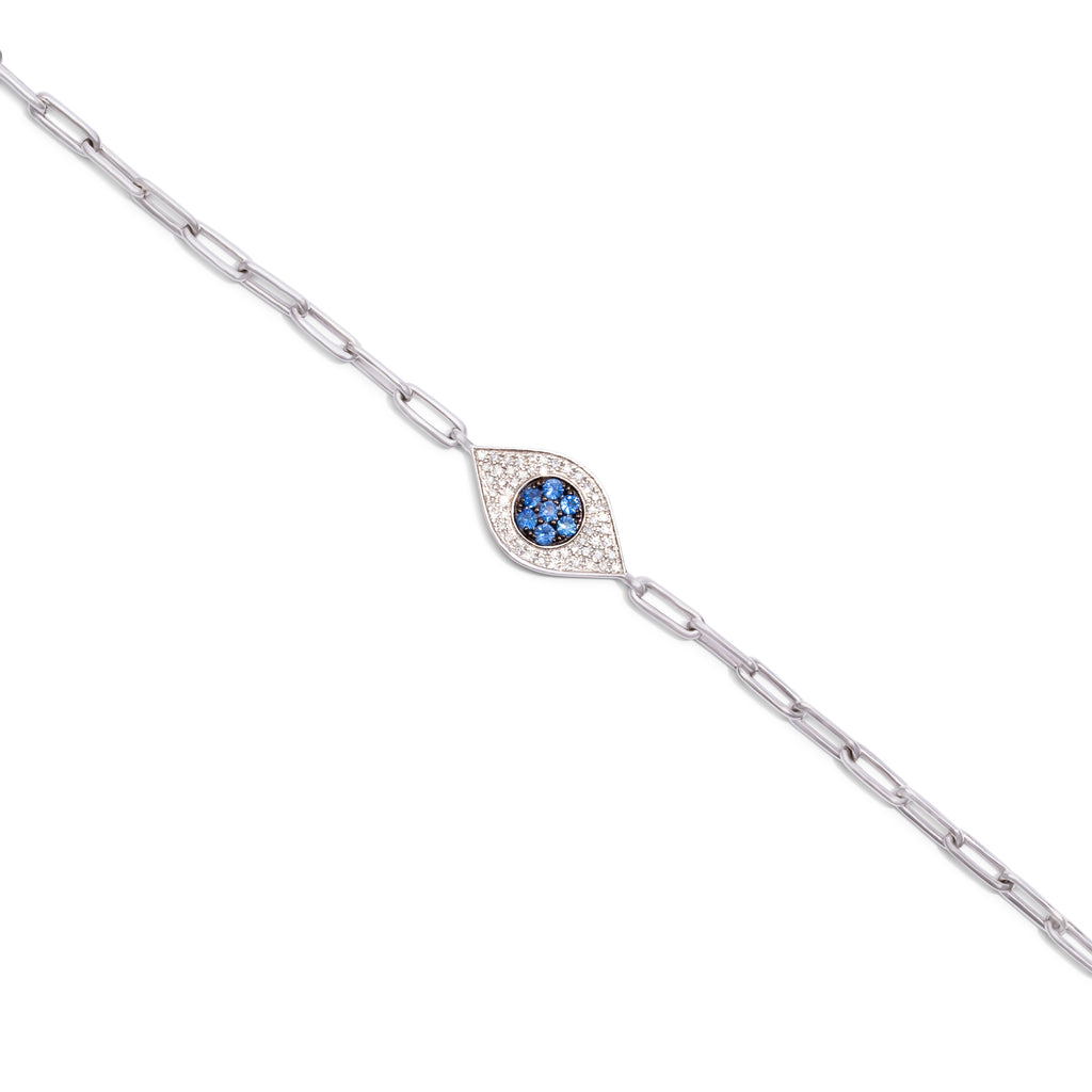 Paperclip Evil Eye in White Gold