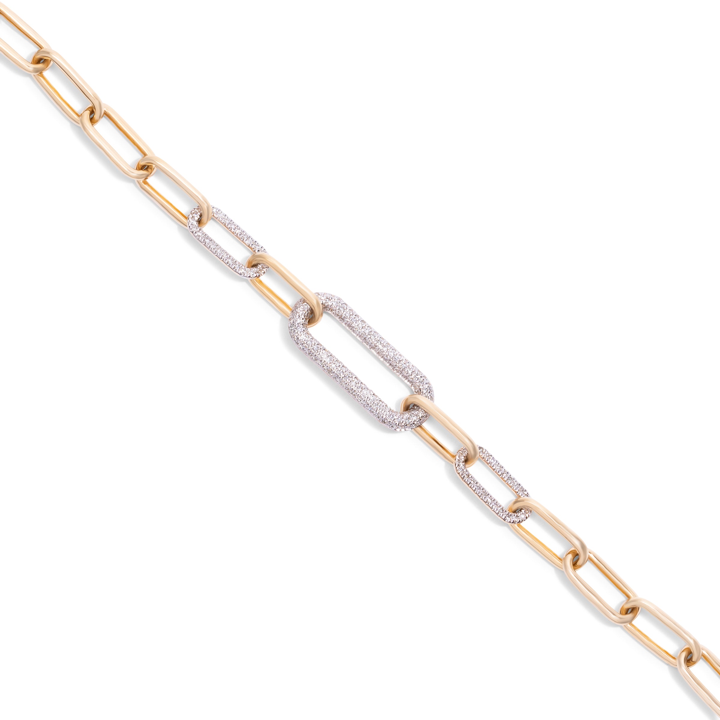 Paperclip Pave 3 Section Bracelet