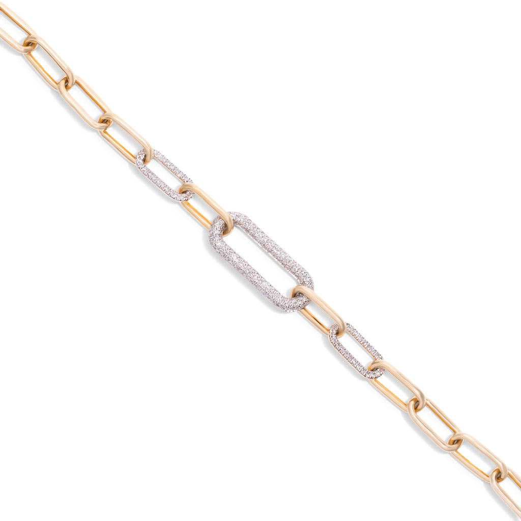 Paperclip Pave 3 Section Bracelet