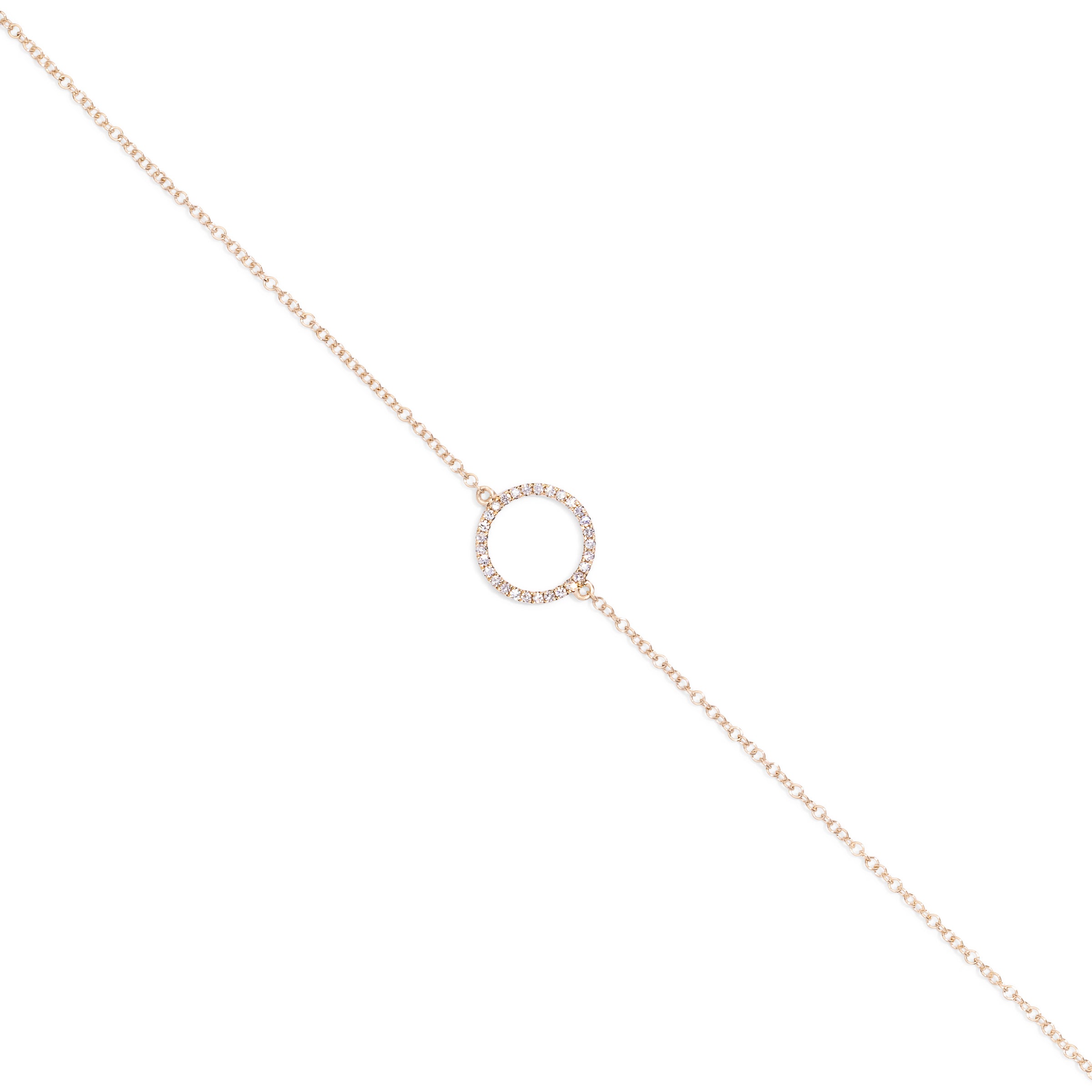 Pave Open Circle Bracelet in Yellow Gold