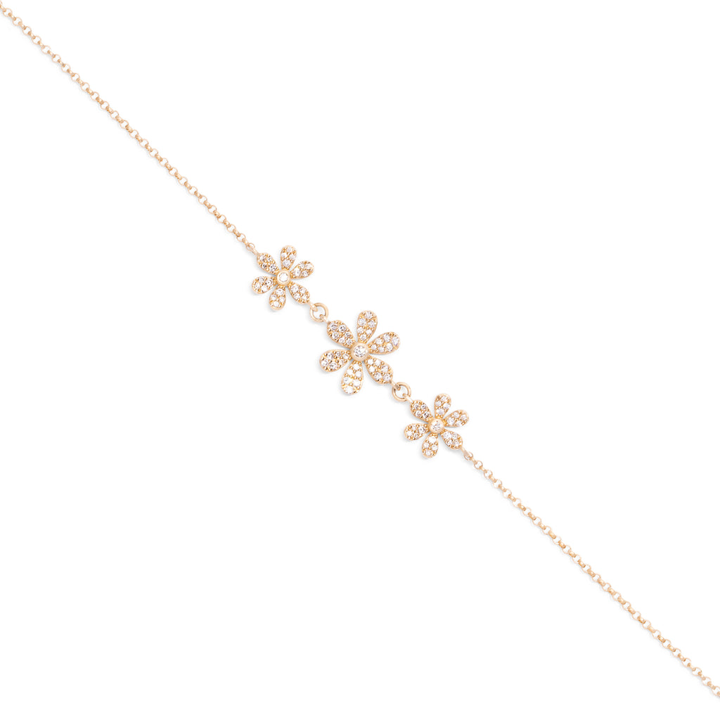 Triple Pave Flower Bracelet