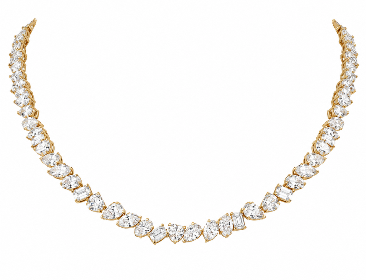20 CT Fancy Shape Lab Tennis Necklace