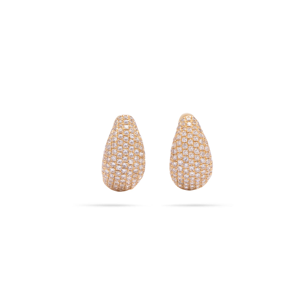 Pave Diamond Rounded Huggie Earring