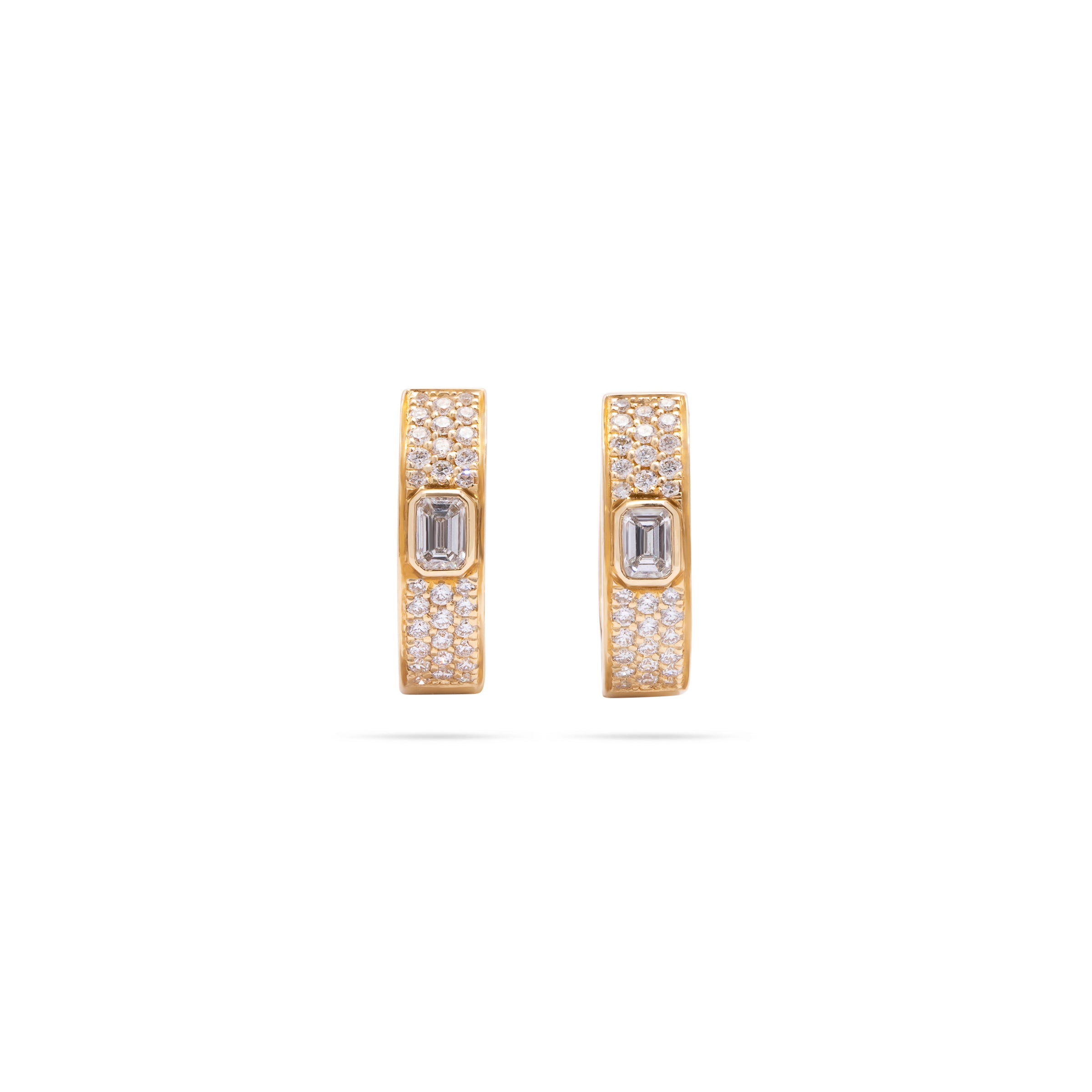Pave Diamond with Single Center Stone Huggie Earring