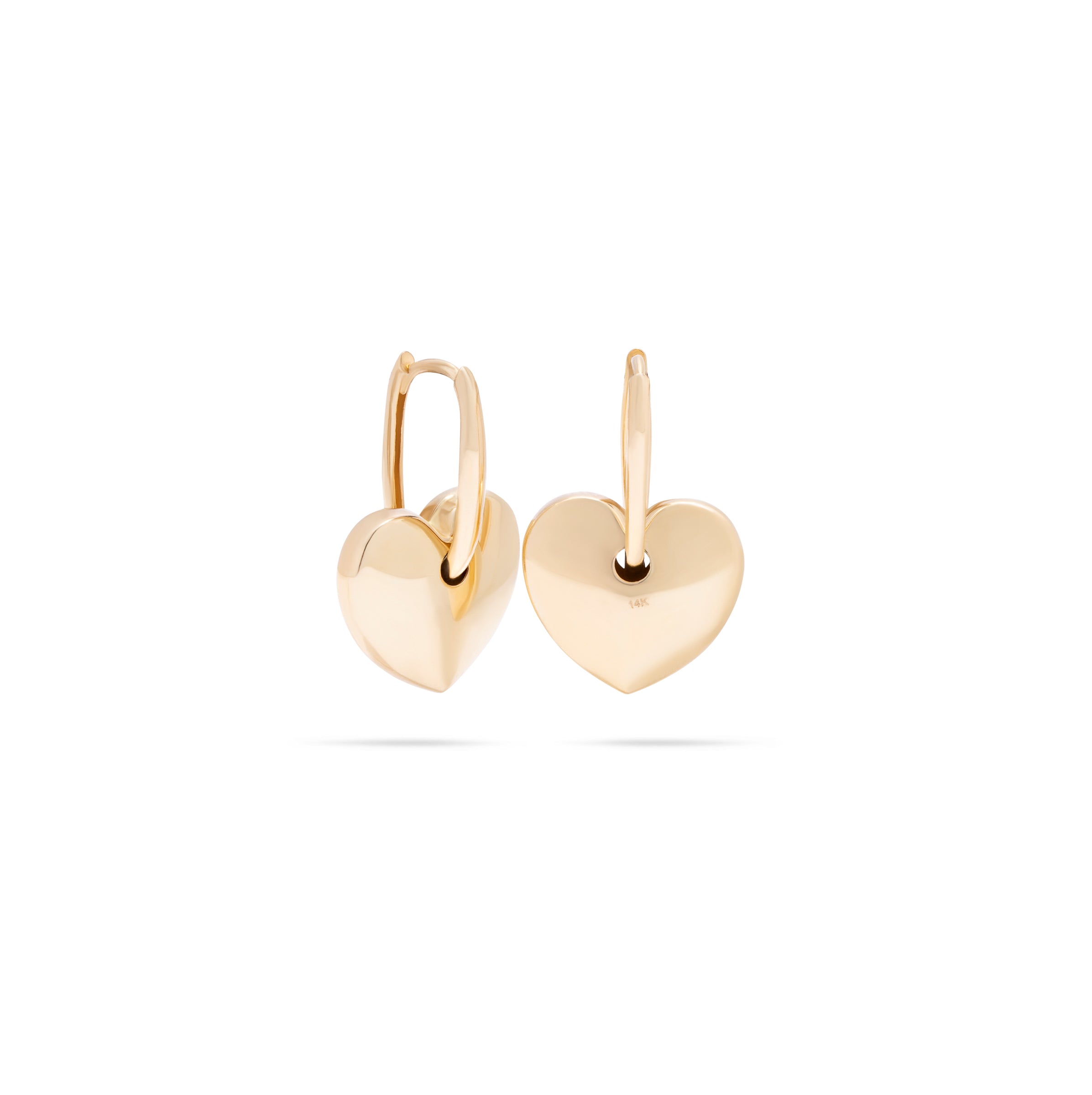 Yellow Gold Puffy Heart Earring