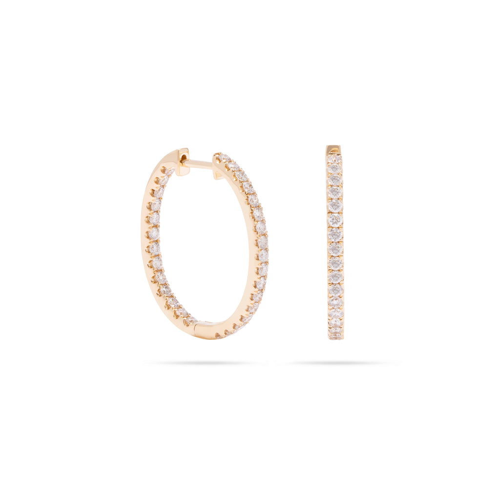Rounded Small Diamond Hoop Earring