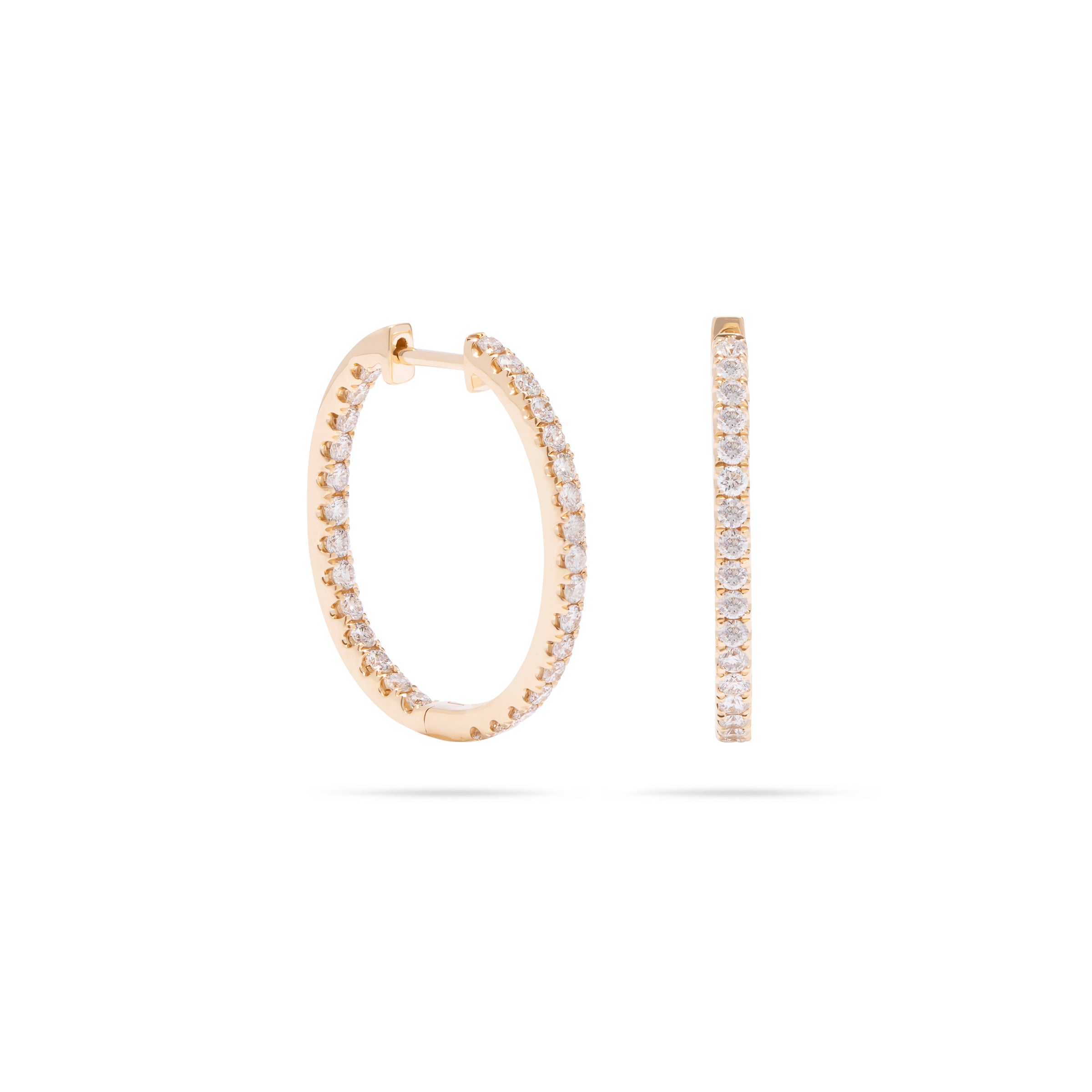 Rounded Small Diamond Hoop Earring