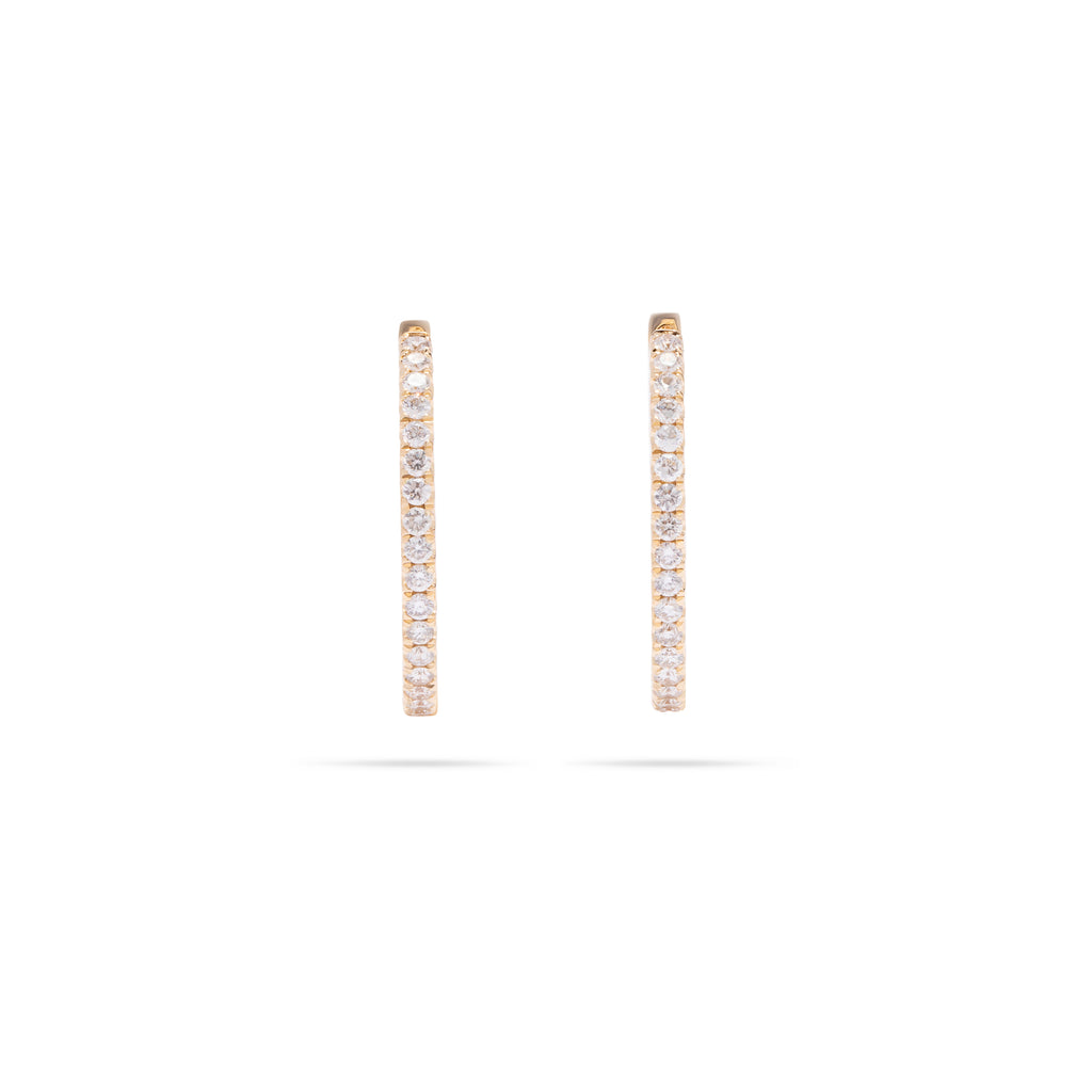 Rounded Small Diamond Hoop Earring