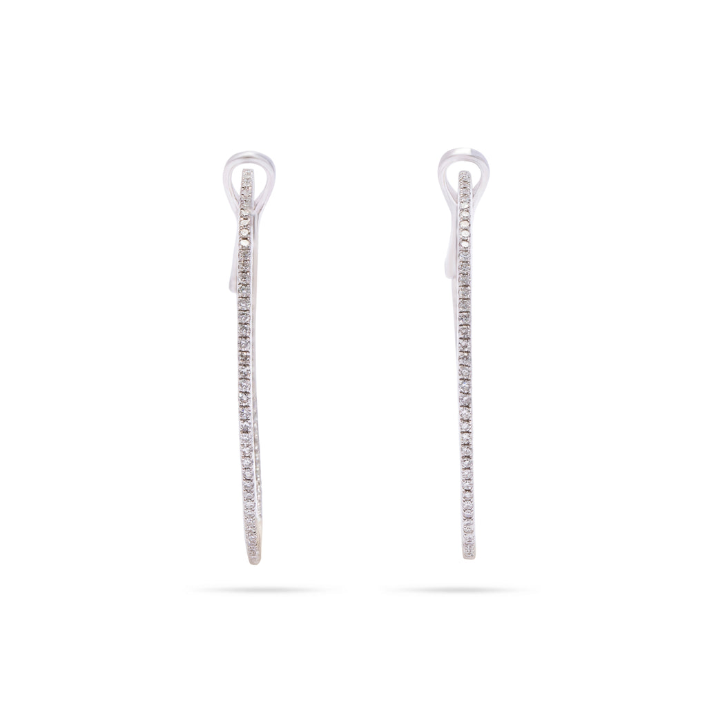 Thin Pave Medium Hoop White Gold Earring