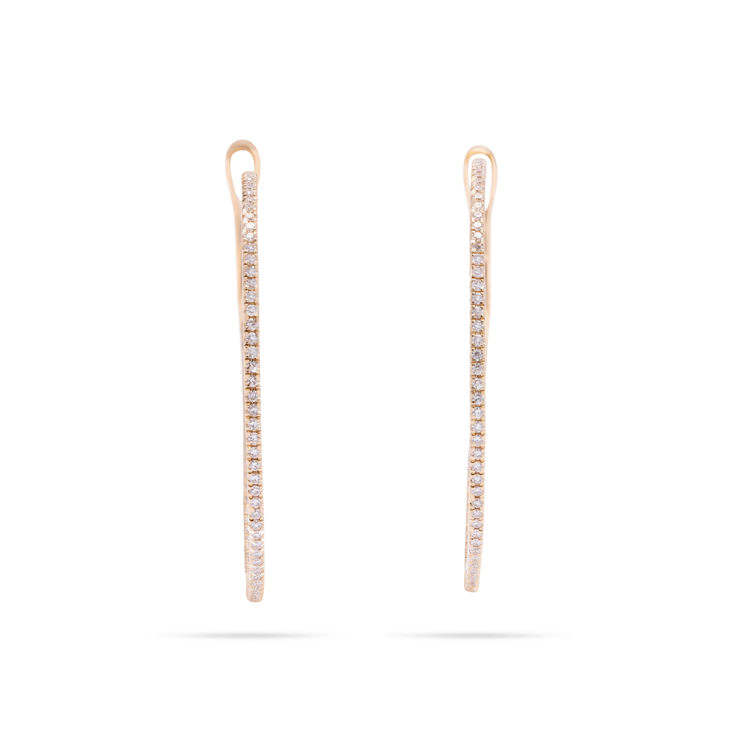 Thin Pave Medium Hoop Yellow Gold Earring