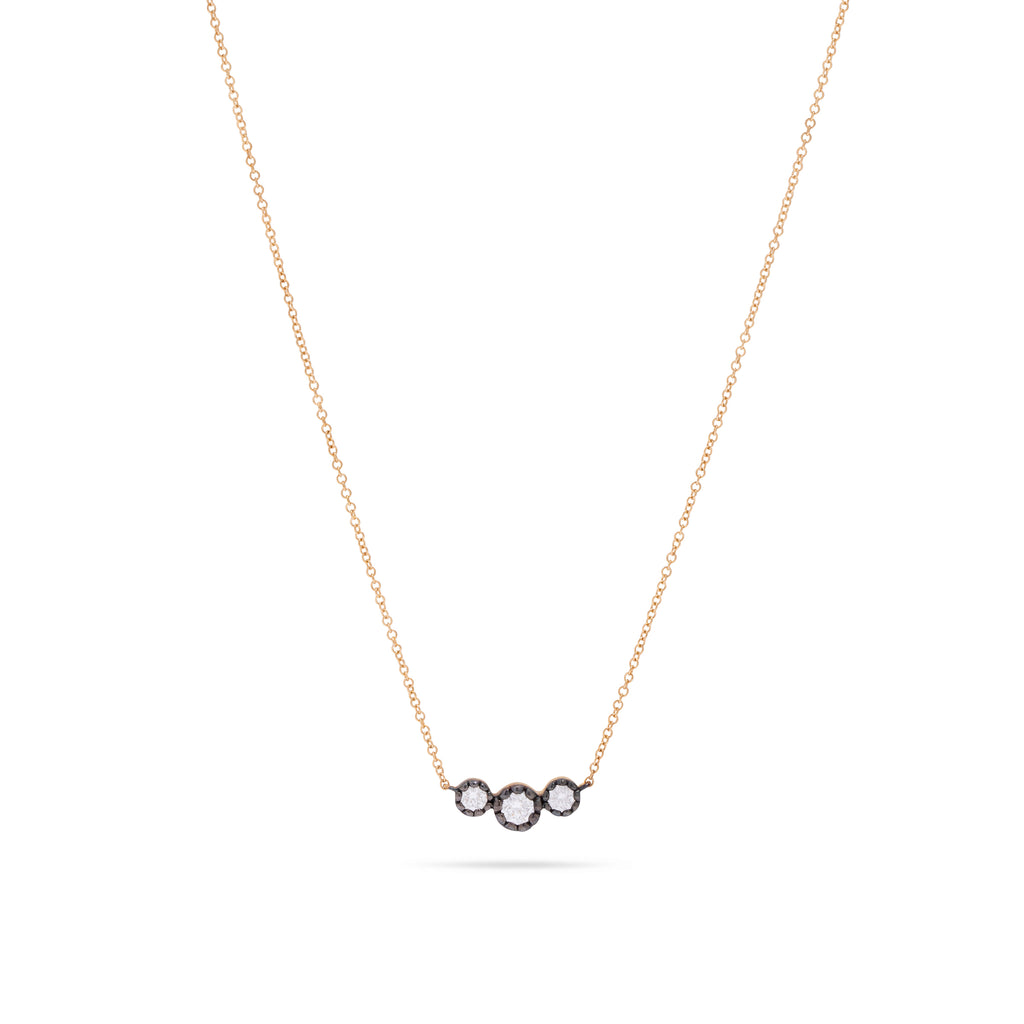 3 Stone Black Diamond Rhodium Necklace