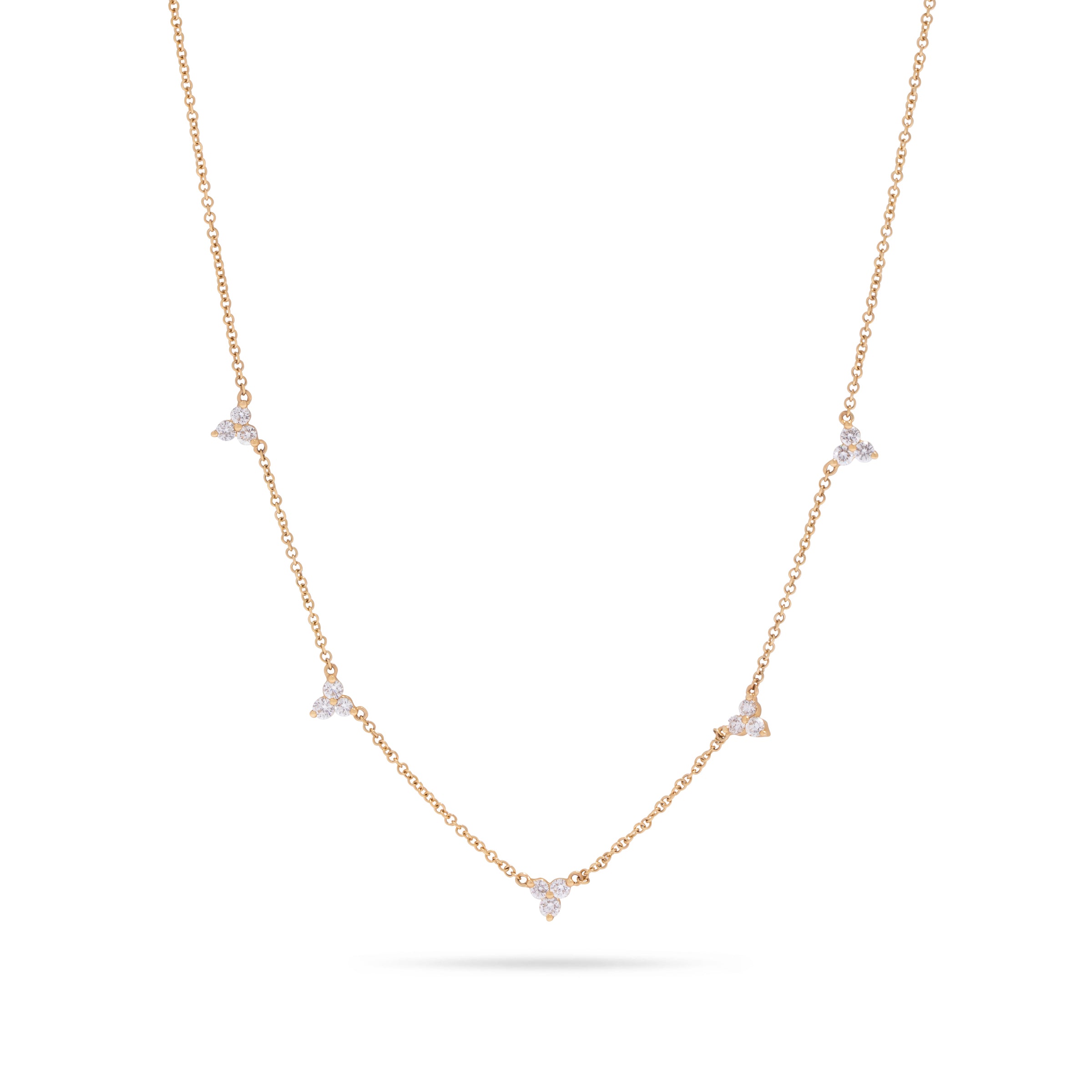 5 Section Trio Necklace in Yellow Gold