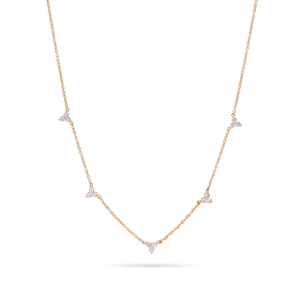 5 Section Trio Necklace in Yellow Gold