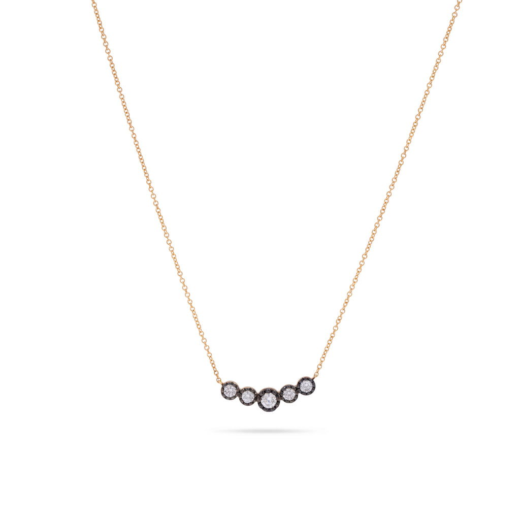 5 Stone Black Diamond Rhodium Necklace
