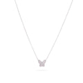 Baguette Butterfly Necklace in White Gold