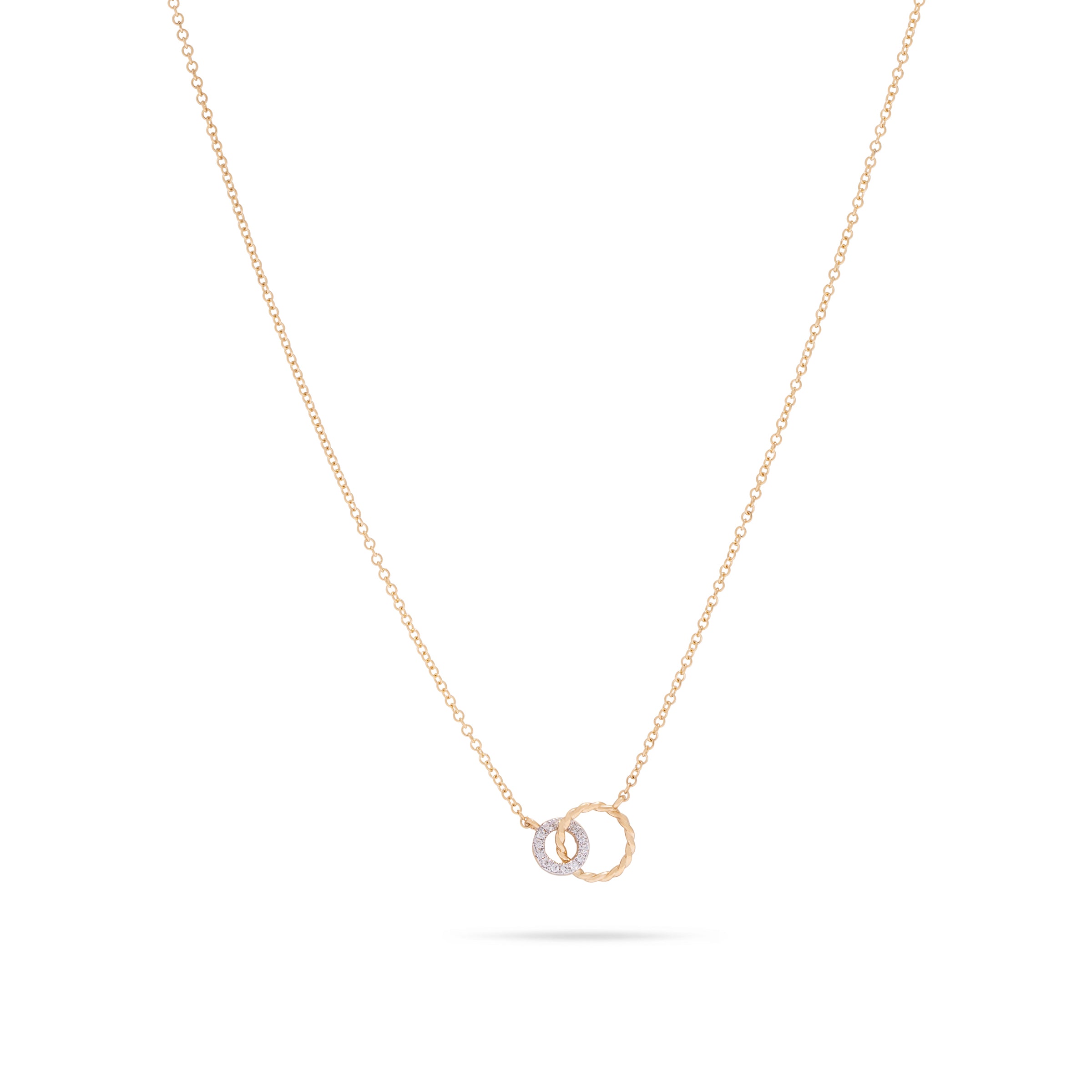 Diamond and Yellow Gold Interlocking Circle Necklace