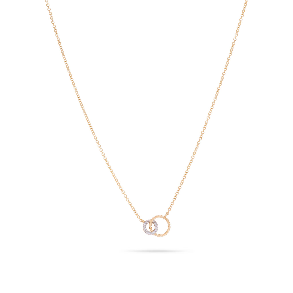 Diamond and Yellow Gold Interlocking Circle Necklace