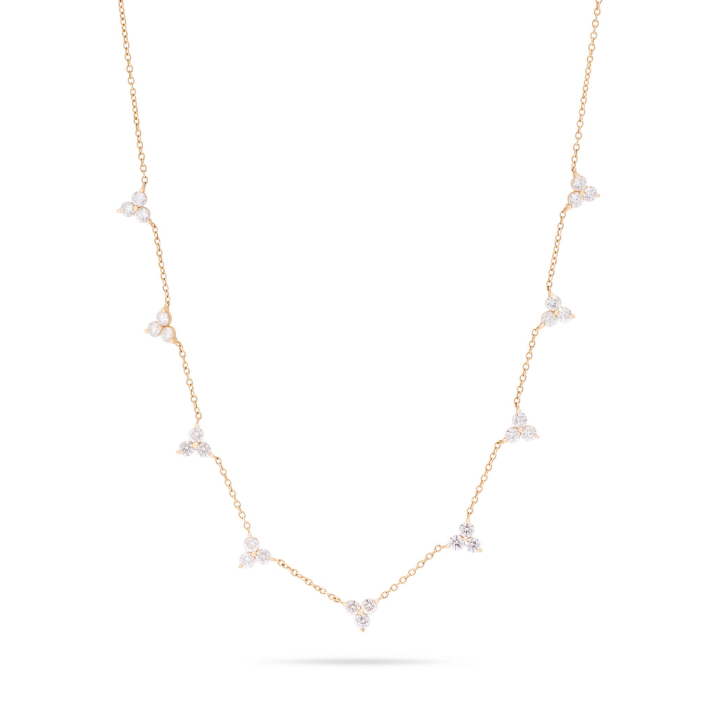Diamond Triangle 9 Station Necklace in Yellow Gold