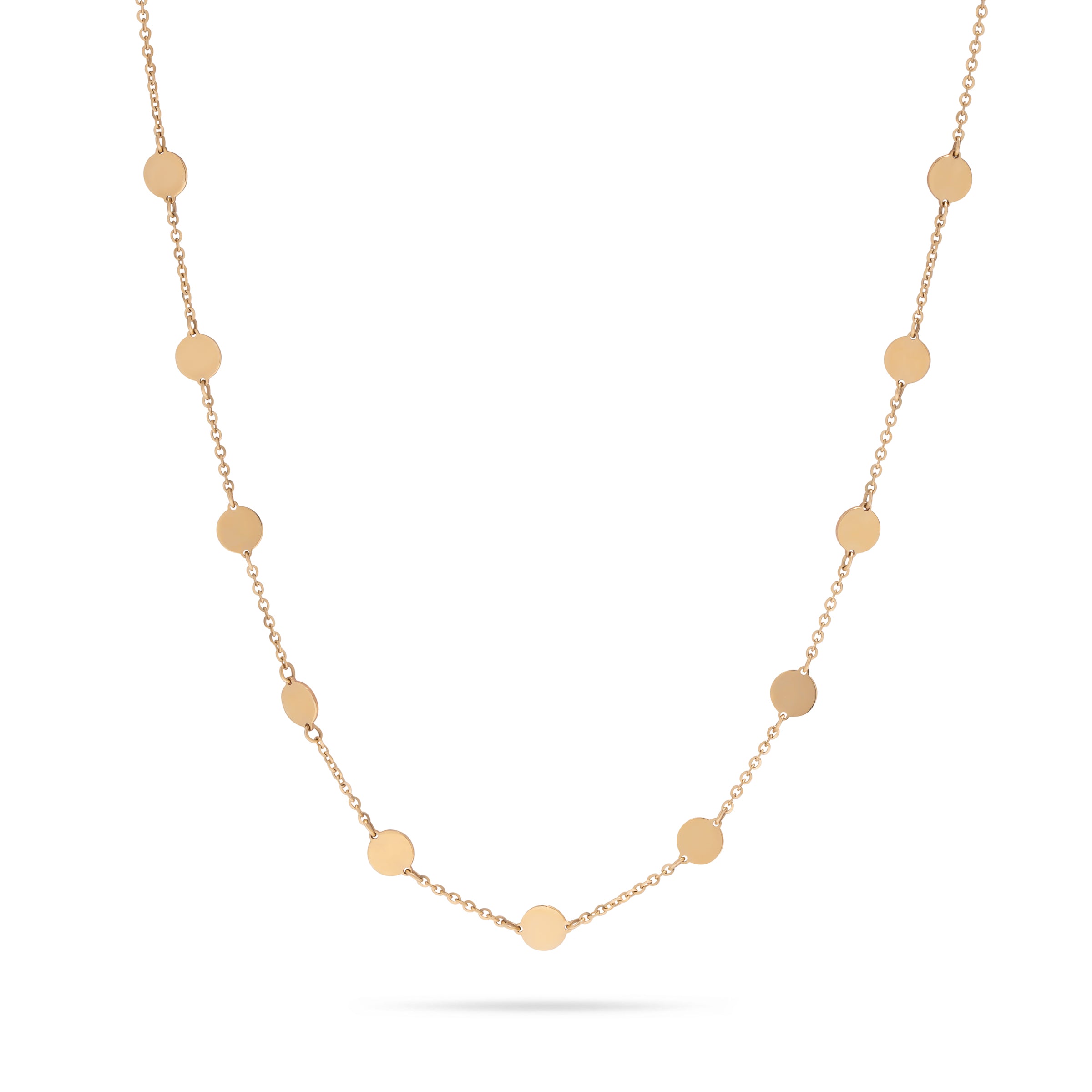 Yellow Gold Disk Station Necklace