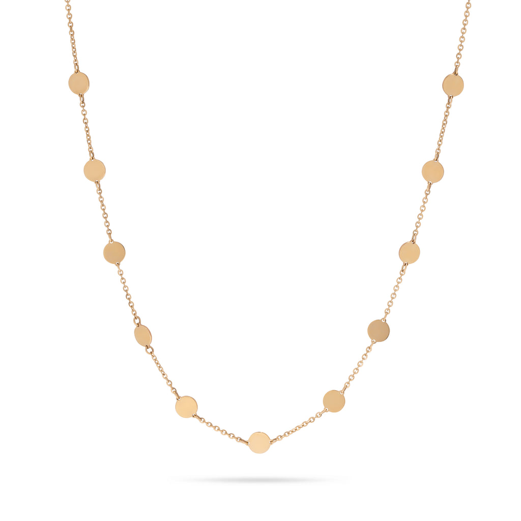 Yellow Gold Disk Station Necklace