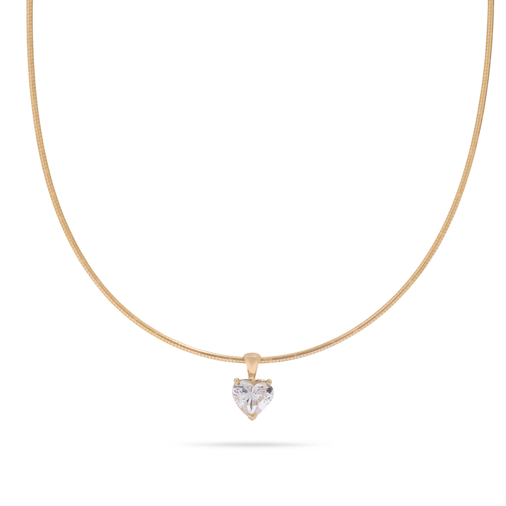 Gold Wire Collar with Lab Heart Pendant