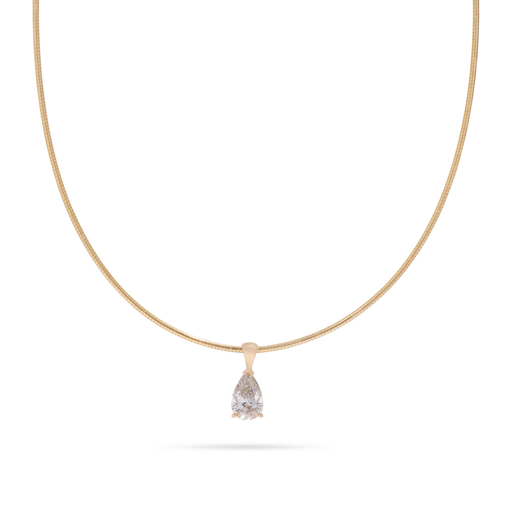 Gold Wire Collar with Lab Pear Pendant