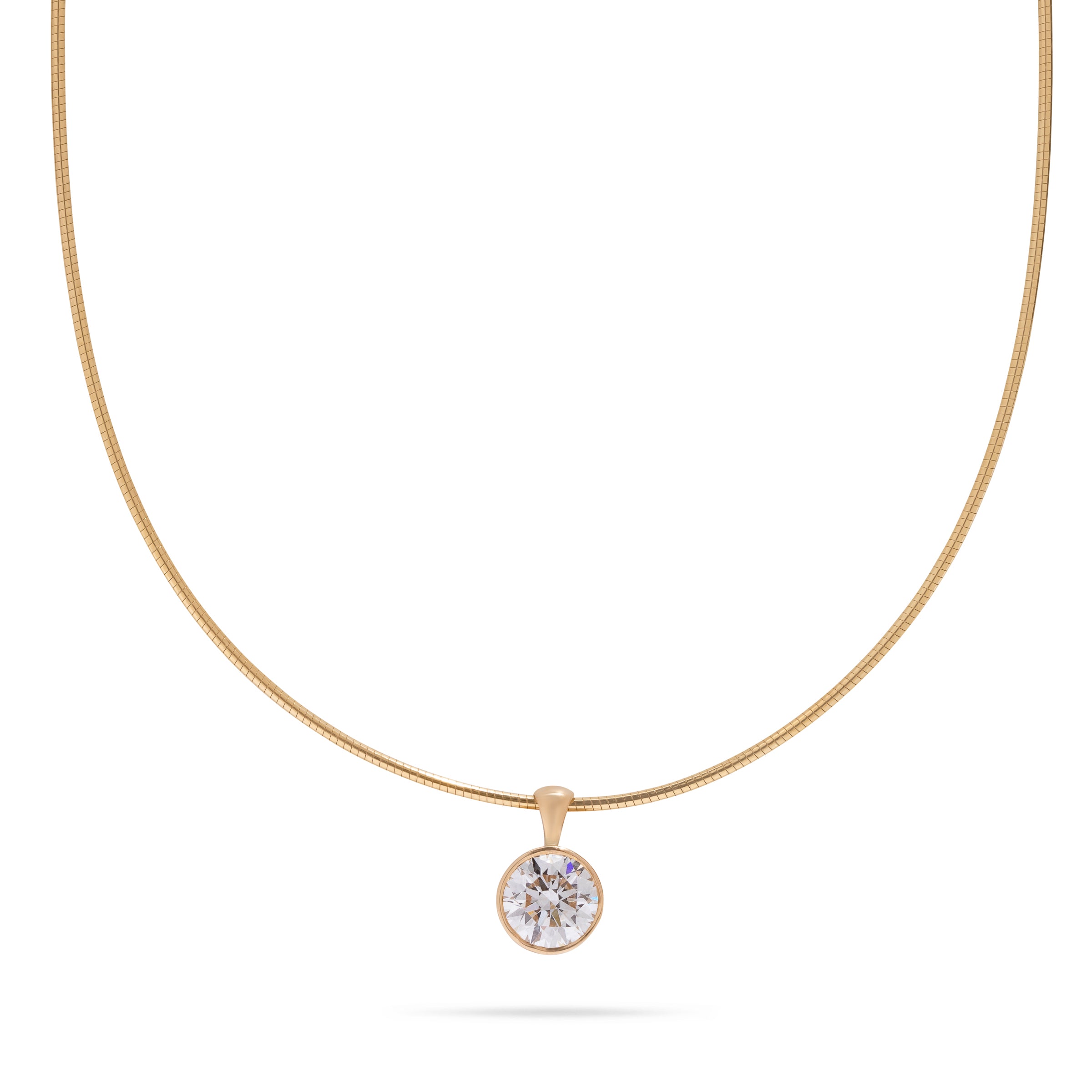 Gold Wire Collar with Lab Round  Pendant Necklace