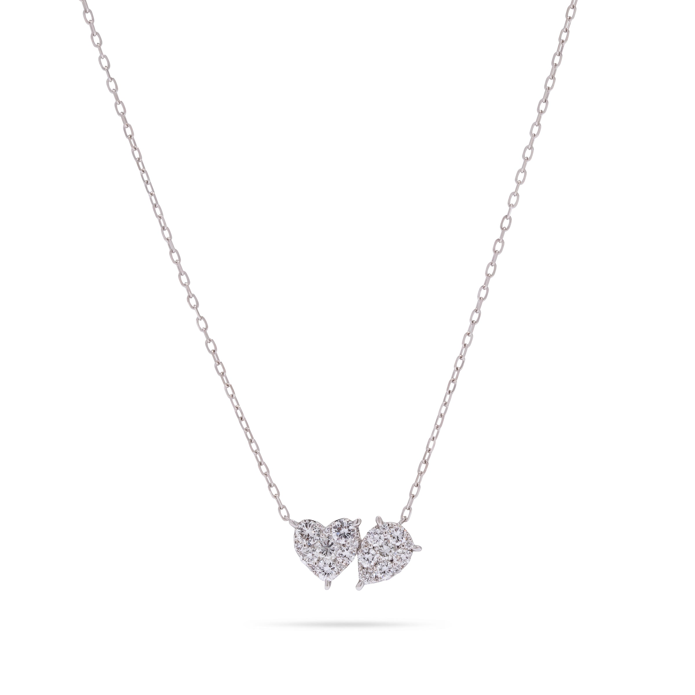 Heart and Pear Pendant in White Gold Necklace