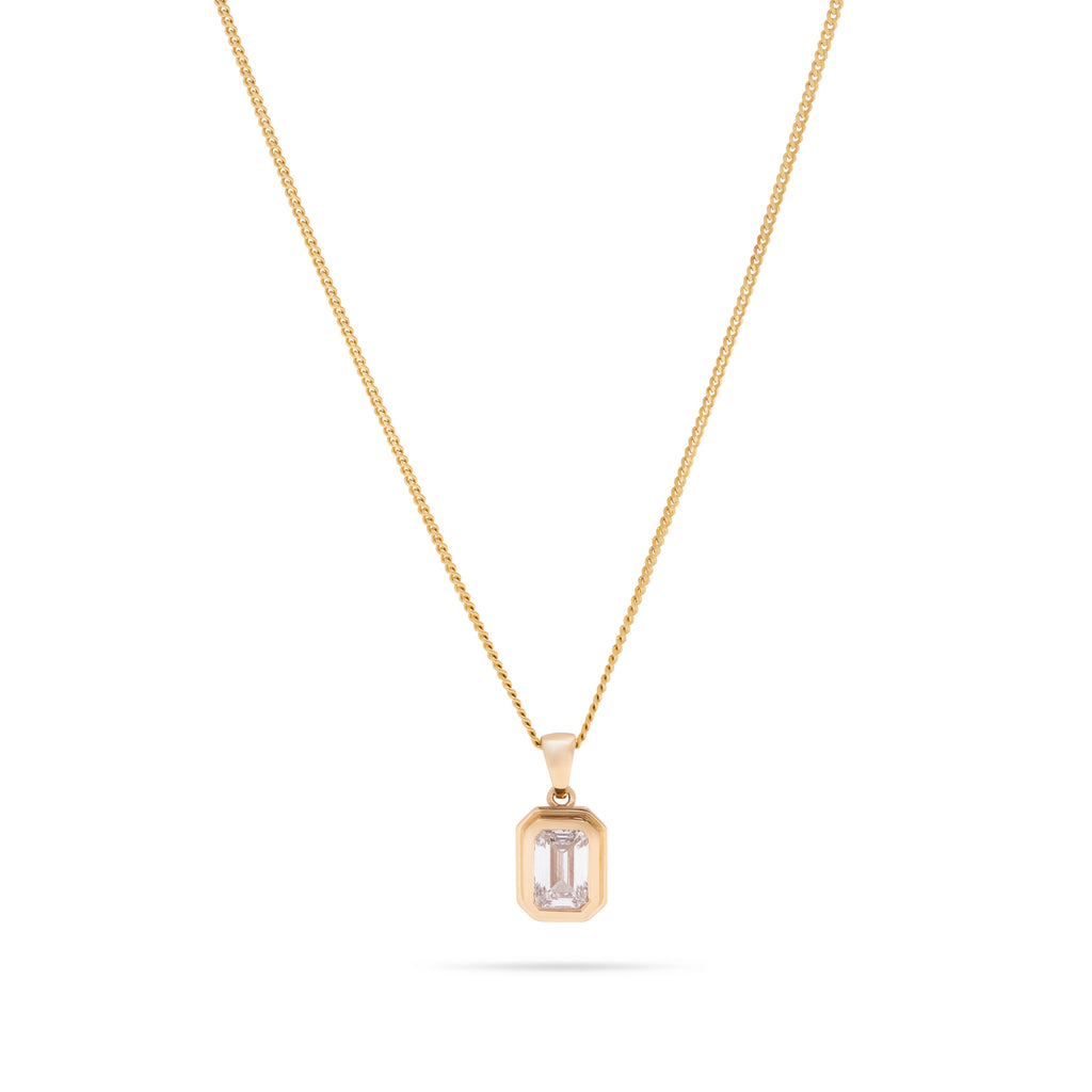 Lab Grown Emerald in Double Bezel Yellow Gold