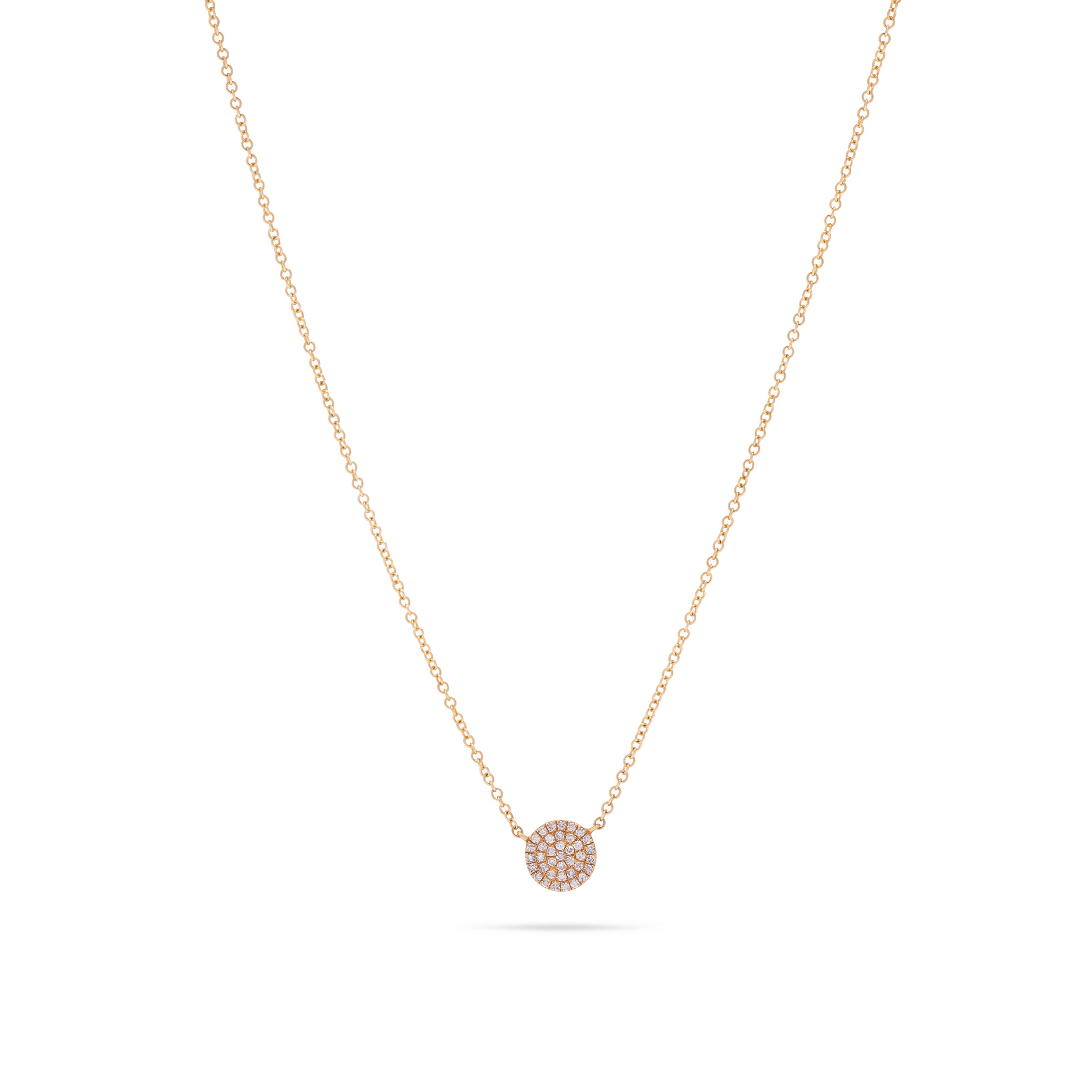 Pave Disk Necklace in Yellow Gold Necklace