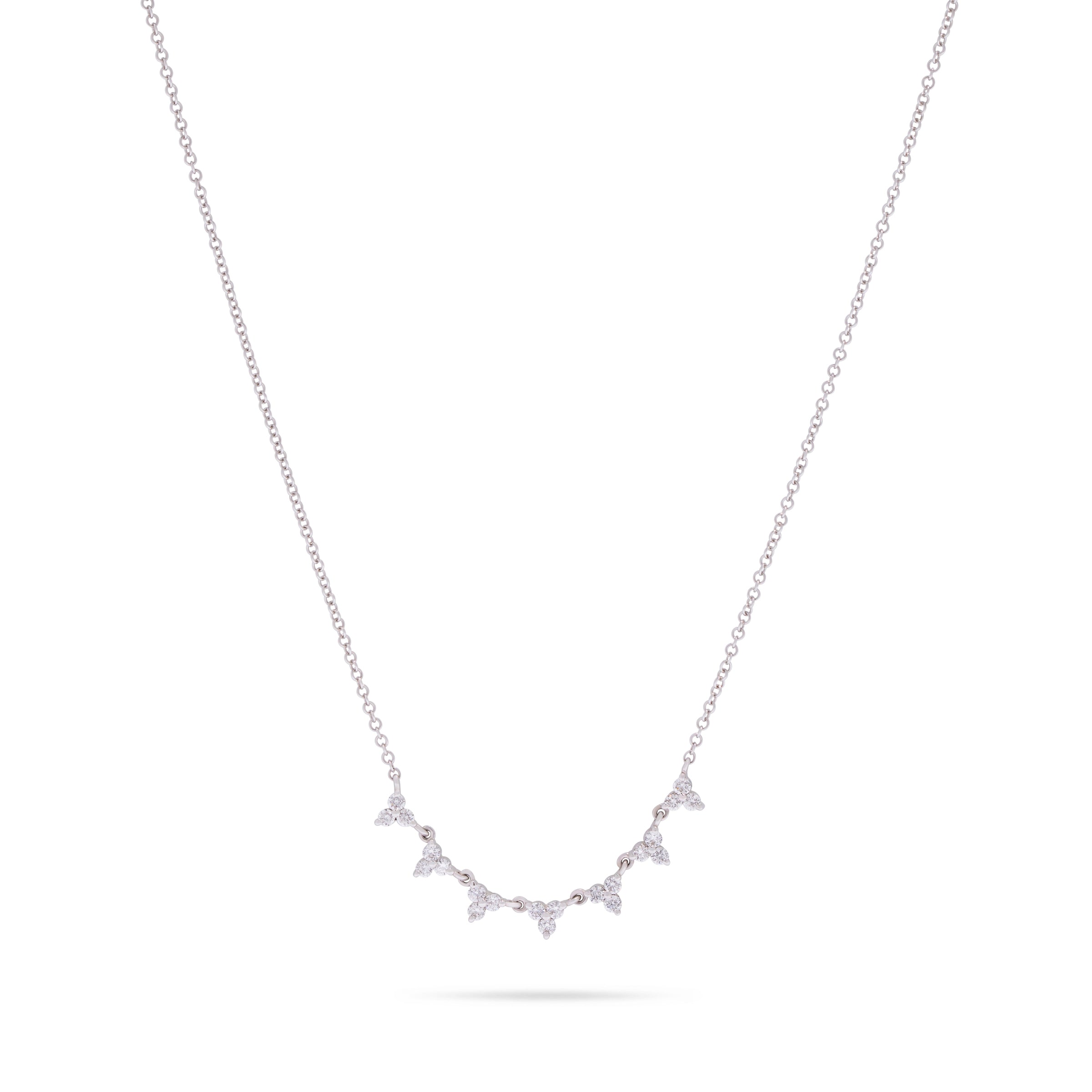 Trio 7 Station Necklace in White Gold