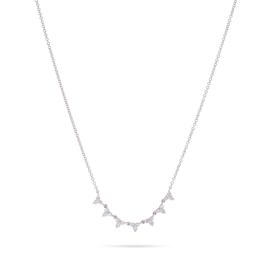 Trio 7 Station Necklace in White Gold