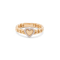 Curb Chain with Diamond Heart Ring