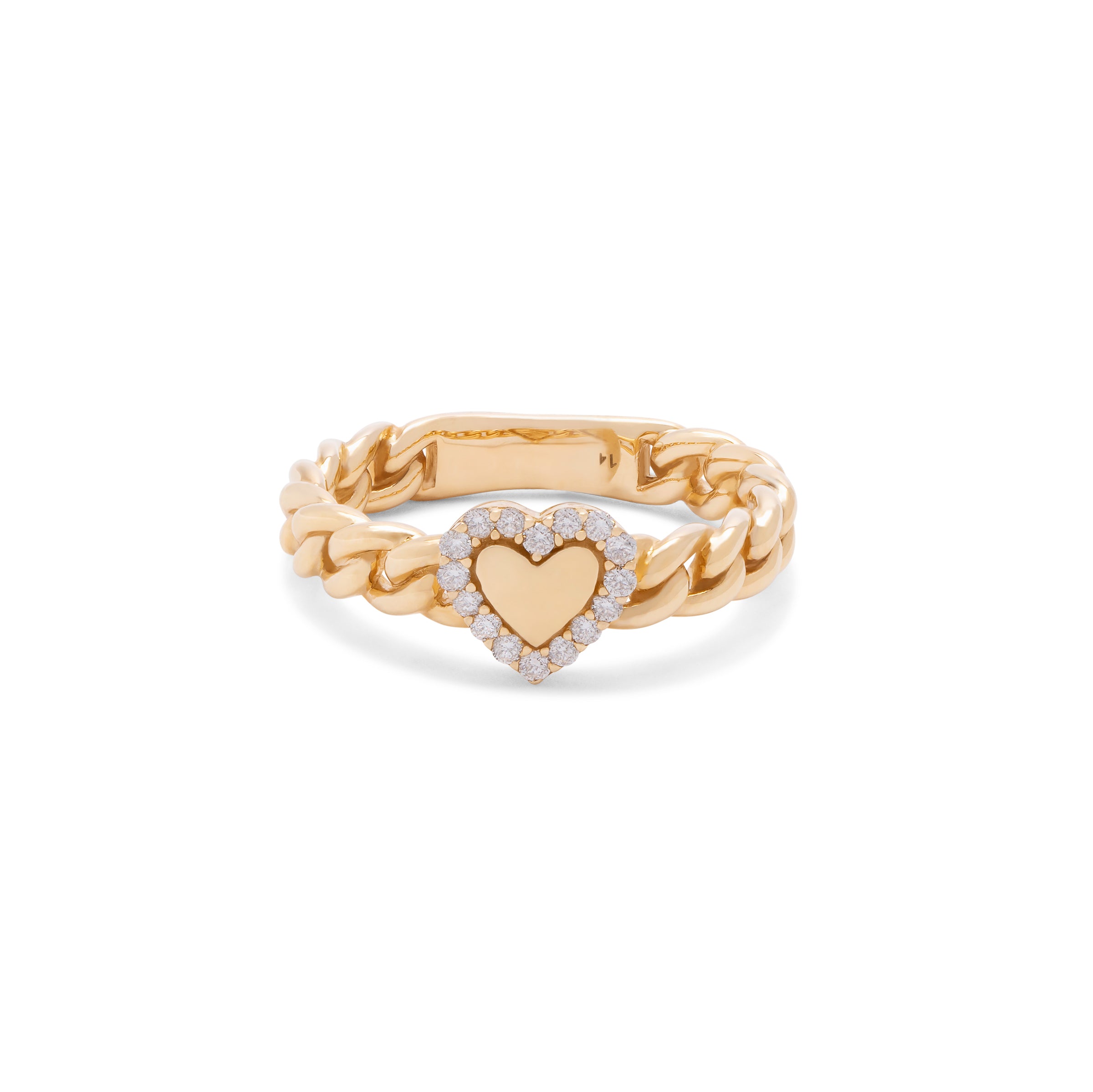 Curb Chain with Diamond Heart Ring