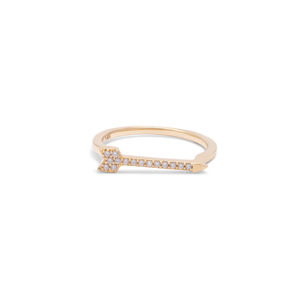 Diamond Arrow Ring in Yellow Gold